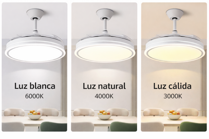 Ventilador de Techo con Luz LED y Aspas Plegables - Silencioso, Inteligente y Multifunción